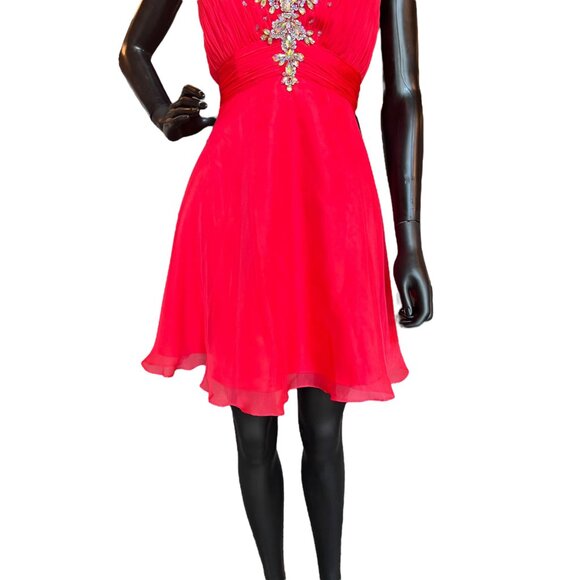 NWT Alyce Paris Red Organza Sweetheart A-line Party Dress - Picture 3 of 6